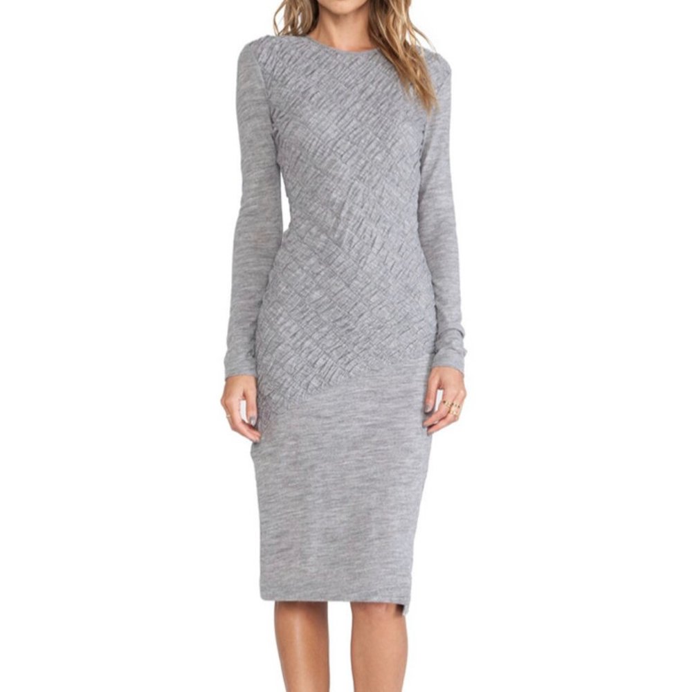 Derek Lam 10 Crosby Gray Ruched Midi Dress